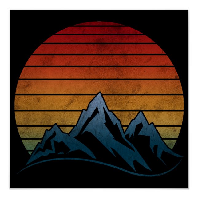 PÓSTER MONTANHA VINTAGE PÔR DO SOL  (Frente)