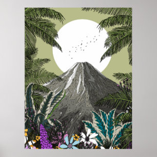 Poster Montanha vulcânica de flor selvagem