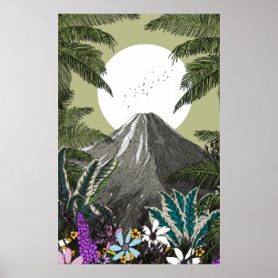 Poster Montanha Vulcão Flor Silvestre