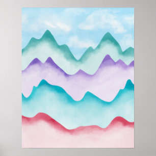 Poster Montanhas Abstratas Coloridas Modernas