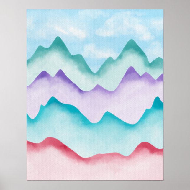 Poster Montanhas Abstratas Coloridas Modernas (Frente)
