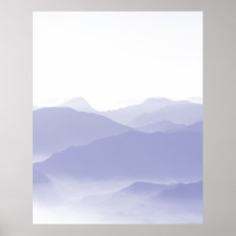 Poster Montanhas abstrato Paisagem Azul Branco