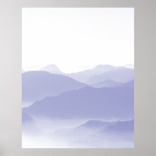 Poster Montanhas abstrato Paisagem Azul Branco