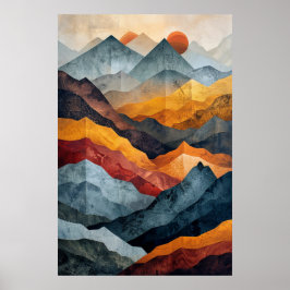 Poster Montanhas Andinas: Arte Geométrica Abstrato