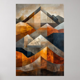 Poster Montanhas Andinas: Arte Geométrica Abstrato