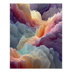 Póster Montanhas Arco-Íris Surrealistas Paisagem Fantásti