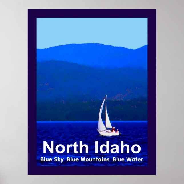 Póster Montanhas Azuis Do Norte De Idaho E Navio De Naveg (Frente)