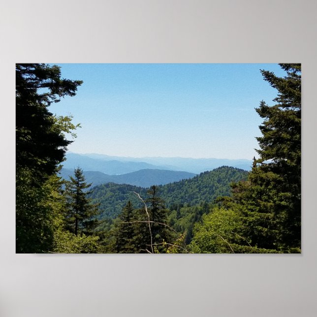 Poster Montanhas Blue Ridge perto de Cherokee, Carolina d (Frente)