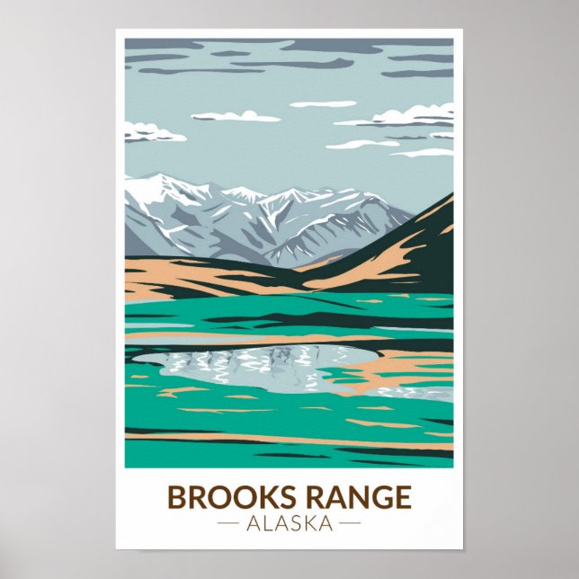 Poster Montanhas Brooks Range Alaska Vintage (Frente)