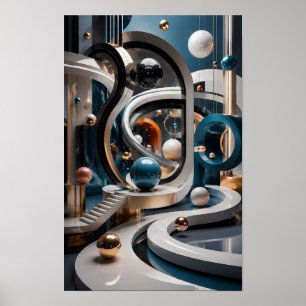 Poster Montanhas Celestiais Esmeralda Surreal Turquesa