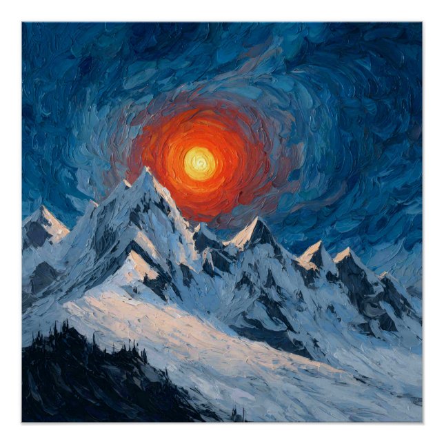 Póster Montanhas Cobiertas de Neve (Frente)