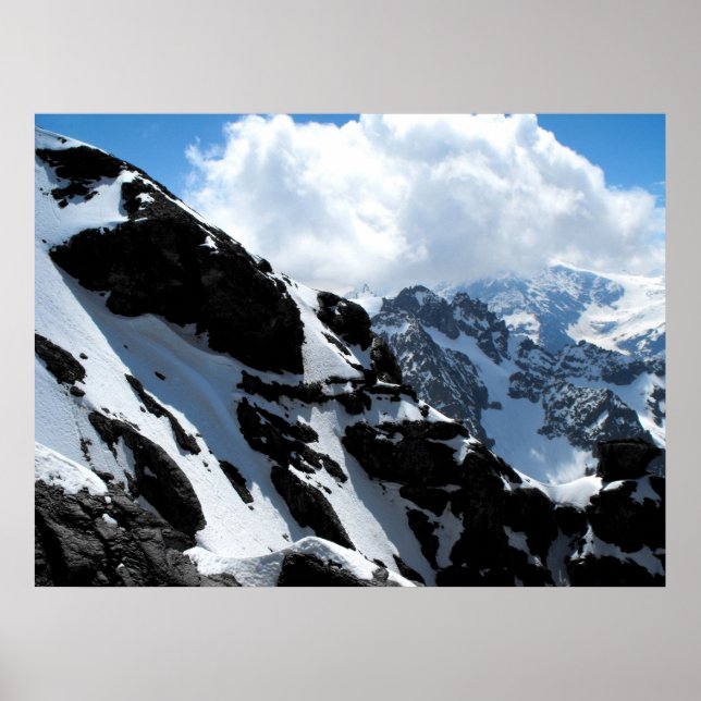 Póster Montanhas com capa de neve nos Alpes suíços (Frente)
