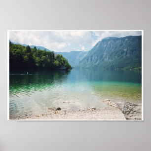 Poster Montanhas da Eslovênia e paisagem do Lago Bohinj 