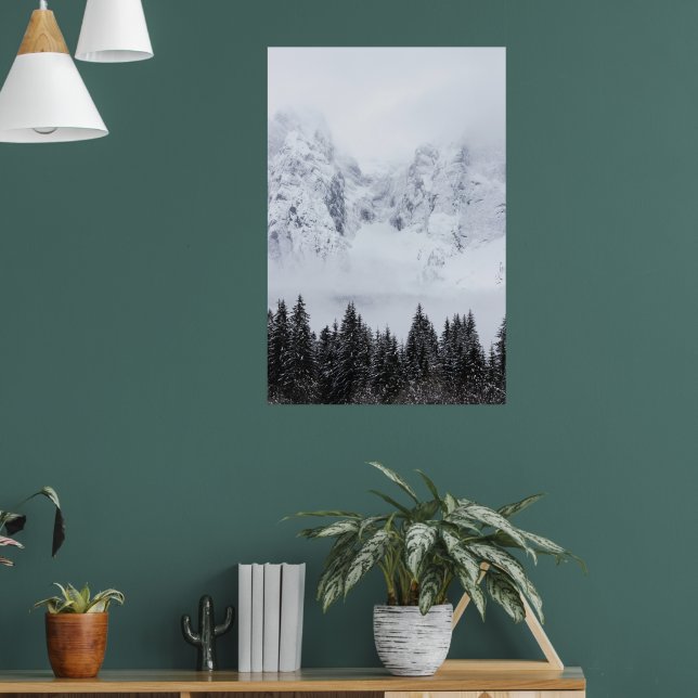 Poster Montanhas de neve e floresta de picos (Sala de Estar 1)