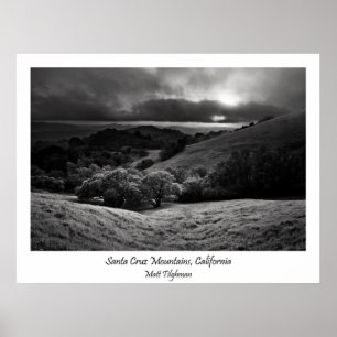 Póster Montanhas de Santa Cruz em preto e branco