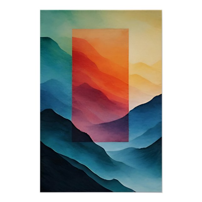 Póster Montanhas de Sonho Abstratas (Frente)
