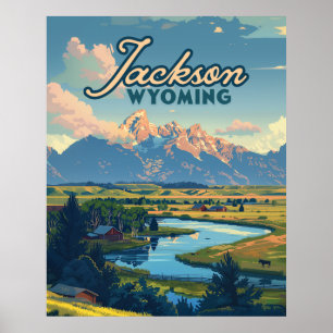 Poster Montanhas de Tetons do Ranking Jackson Hole Wyomin