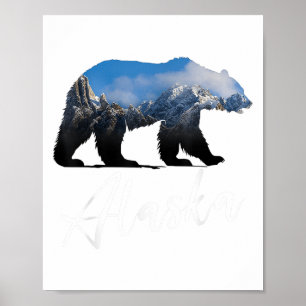 Poster Montanhas do Alasca Uram Grizzly, Estado do Alasca