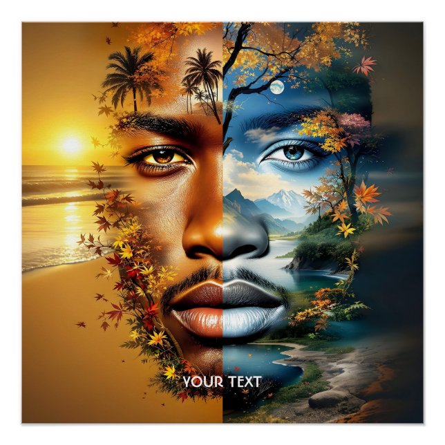 Póster Montanhas do Mar de Fantasy Cute Man (Frente)