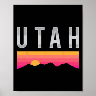 Poster Montanhas do Pôr do Sol em Utah Esqui ao Ar Livre