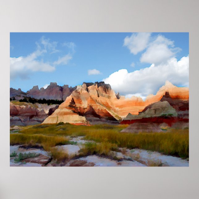 Poster Montanhas e Céu em Badlands N.P. - Realismo (Frente)