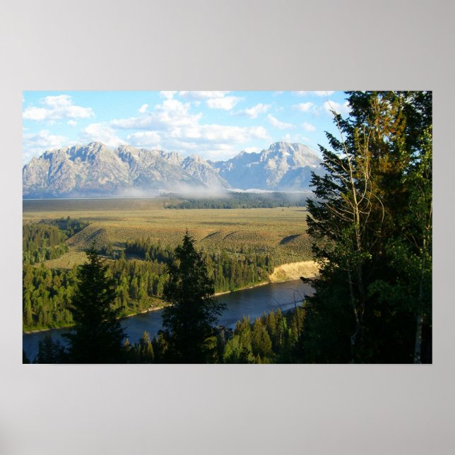 Póster Montanhas e Rio de Jackson Hole (Frente)