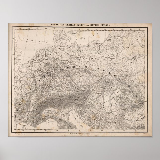 Poster Montanhas e rios da Europa (Frente)