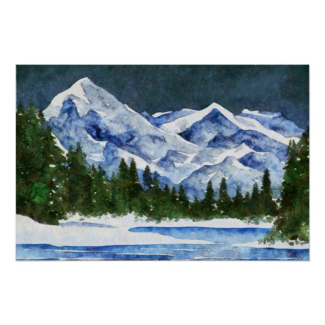 Póster Montanhas e Stream (Frente)