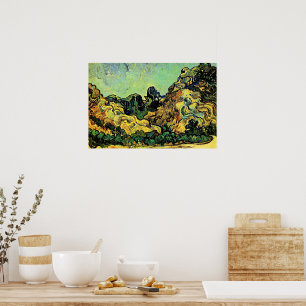 Poster Montanhas em St. Remy com Cabana Escura