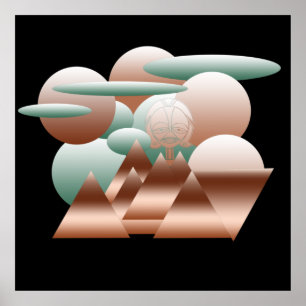 Poster Montanhas geométricas abstrato