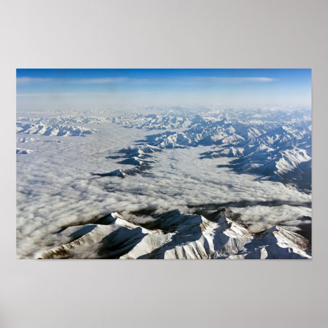 Poster Montanhas Himalaya sob nuvens - Tibete (Frente)