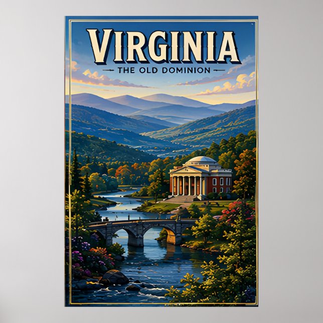 Poster Montanhas Históricas da Blue Ridge na Virgínia (Frente)