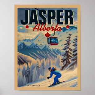 Poster Montanhas Jasper Alberta Canada Vintage 1950s