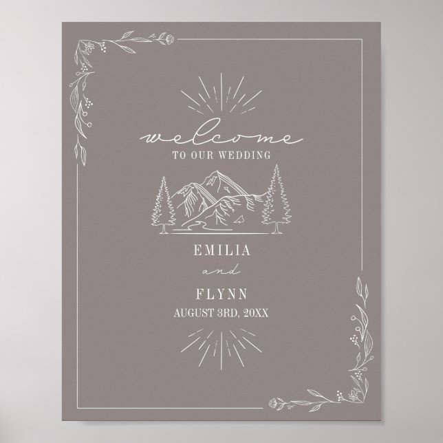 Poster Montanhas Line Art Ametyst Wedding (Frente)