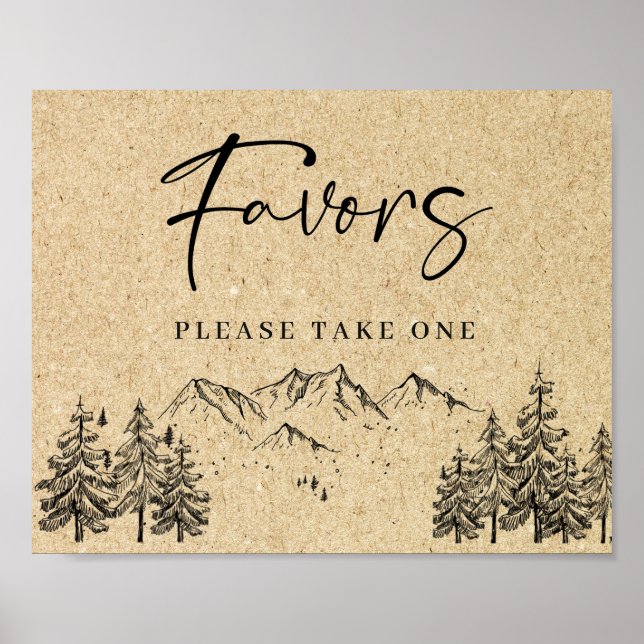 Poster Montanhas Manuais Desenhadas Floresta Favorece Sin (Frente)