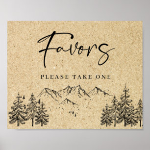 Poster Montanhas Manuais Desenhadas Floresta Favorece Sin