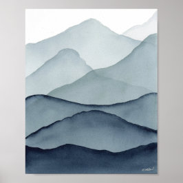 Poster Montanhas Monocromáticas em Aquarela