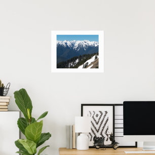 Poster Montanhas Olímpicas Cobertas de Neve Fotográficas