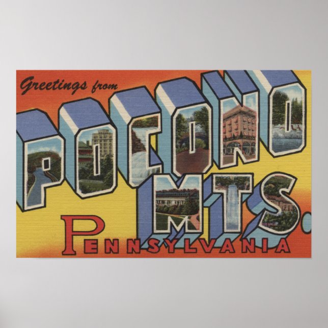 Póster Montanhas Pocono - Cenas com Letras Grandes (Frente)