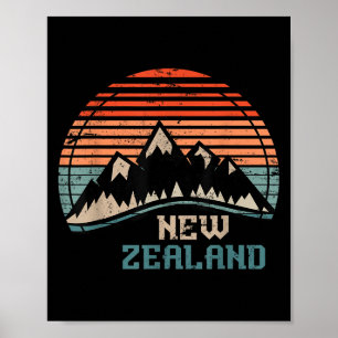 Poster Montanhas Retro Nova Zelândia