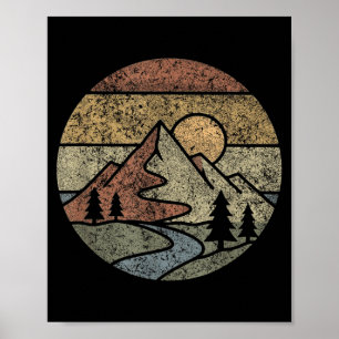 Poster Montanhas Retrô Paisagem Da Natureza Caminhada Vin