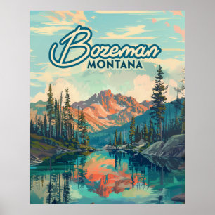 Poster Montanhas Rochosas Bozeman Montana Vintage