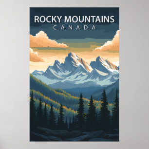 Poster Montanhas Rochosas Canadá Viagem Alberta & BC Pico