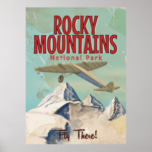 Poster Montanhas Rocky viagens vintage