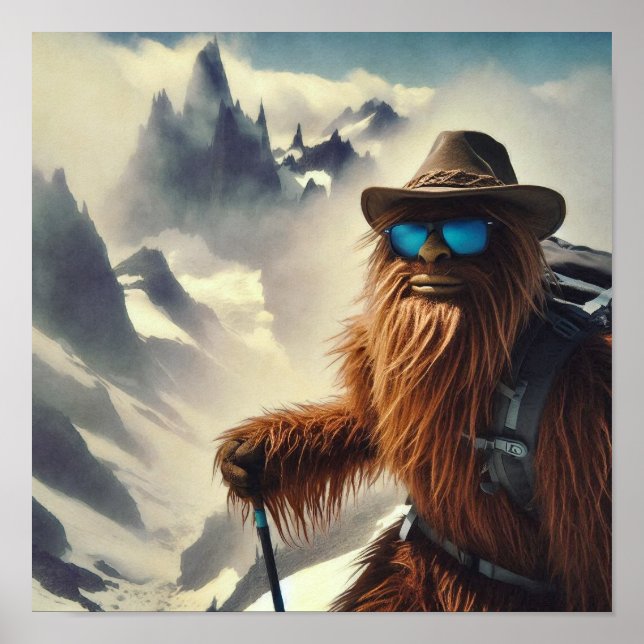 Poster Montanhas Sasquatch Hiking (Frente)