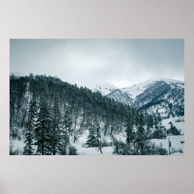 Poster Montanhas Snowy na Geórgia (Frente)