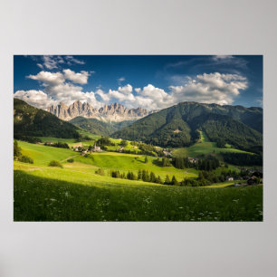 Poster Montanhas Vale do Funes, Dolomites, Itália