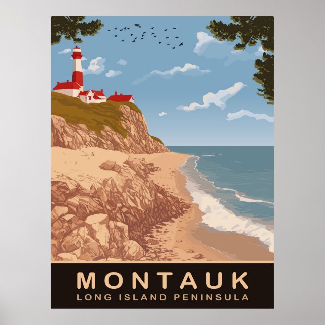 Poster Montauk, Long Island, Viagens vintage (Frente)