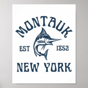 Poster Montauk Nova York Pesca Marlin Viagem Peixe Praia