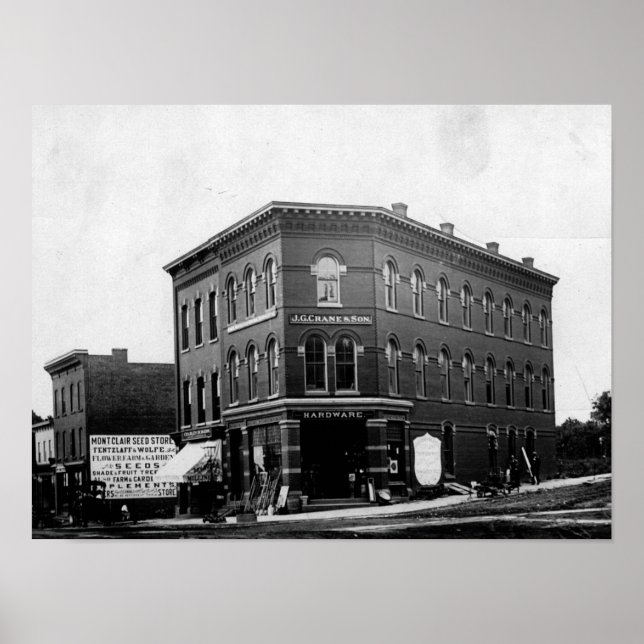 Poster Montclair, Nova Jersey, edifício Crane, Vintage (Frente)